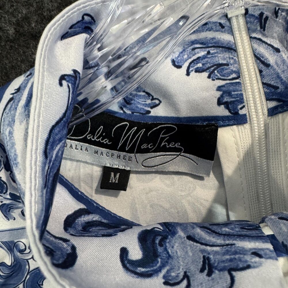 Blue and White Printed Midi Dress - Picture 3 of 7